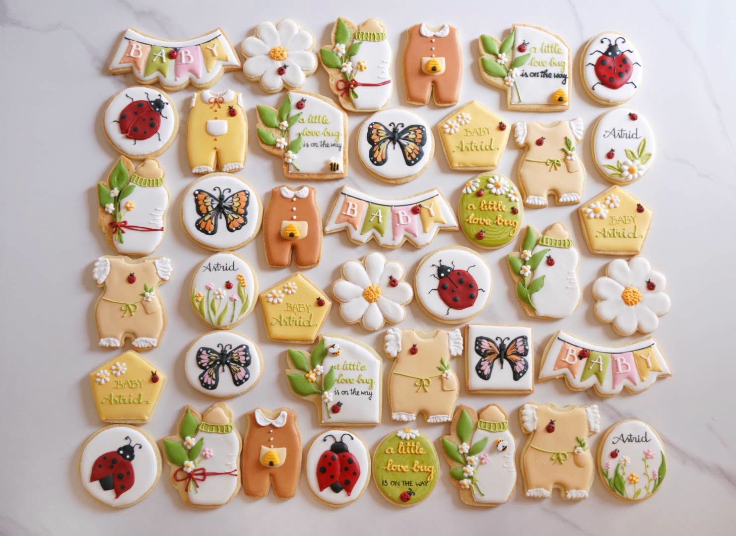 Love bug baby shower cookies