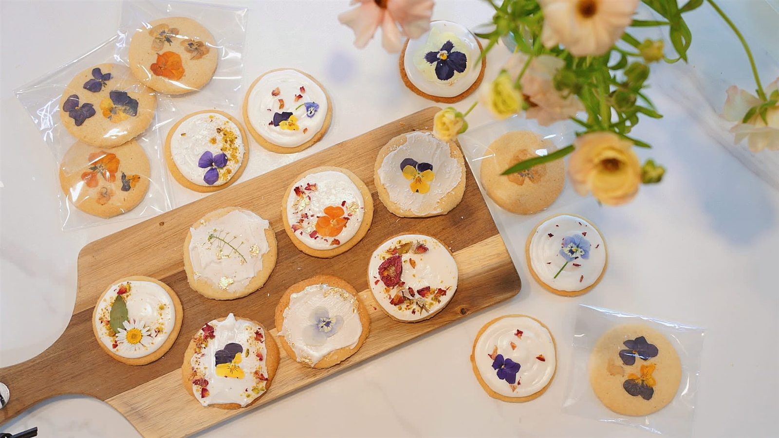 Pressed flower cookies