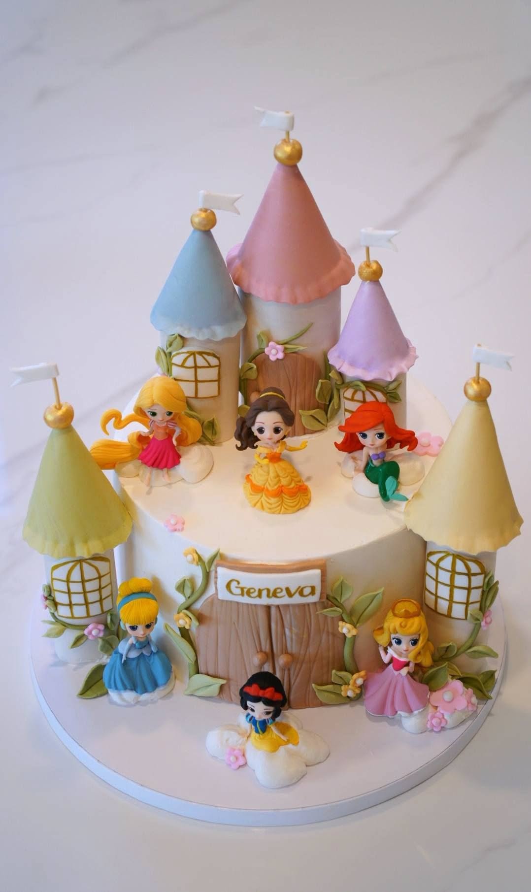 Princess castle fondant cake